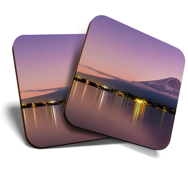 Great Coasters (Set of 2) Square / Glossy Quality Coasters / Tabletop Protection for Any Table Type - Japanese Japan Landscape  #3292