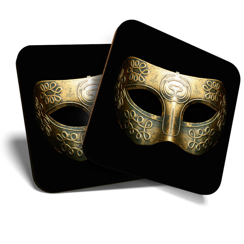 Great Coasters (Set of 2) Square / Glossy Quality Coasters / Tabletop Protection for Any Table Type - Venetian Masquerade Ball Mask
