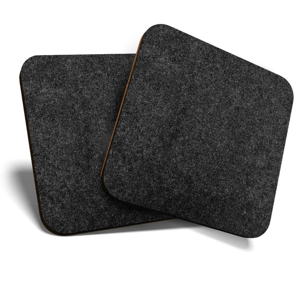 Great Coasters (Set of 2) Square / Glossy Quality Coasters / Tabletop Protection for Any Table Type - Black Granite Rock Effect  #3321
