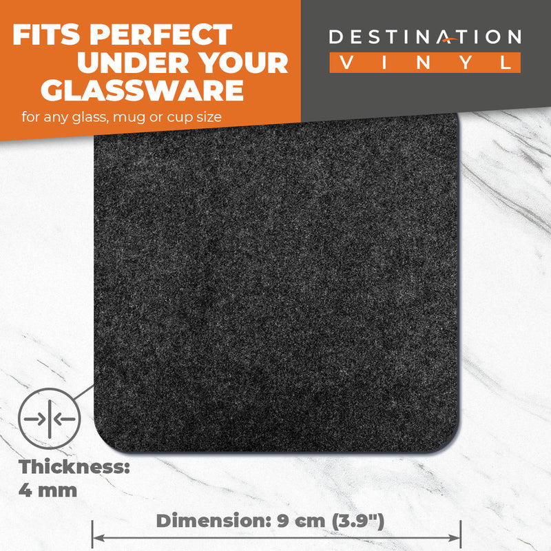 Great Coasters (Set of 2) Square / Glossy Quality Coasters / Tabletop Protection for Any Table Type - Black Granite Rock Effect