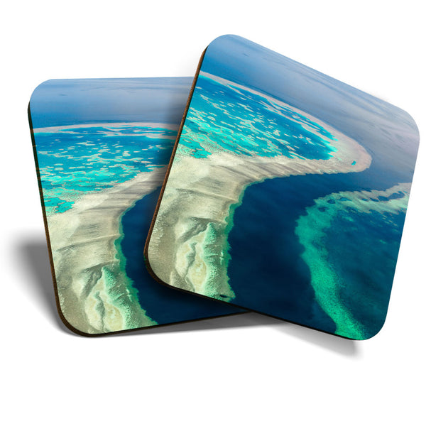 Great Coasters (Set of 2) Square / Glossy Quality Coasters / Tabletop Protection for Any Table Type - Great Barrier Reef Australia  #3324