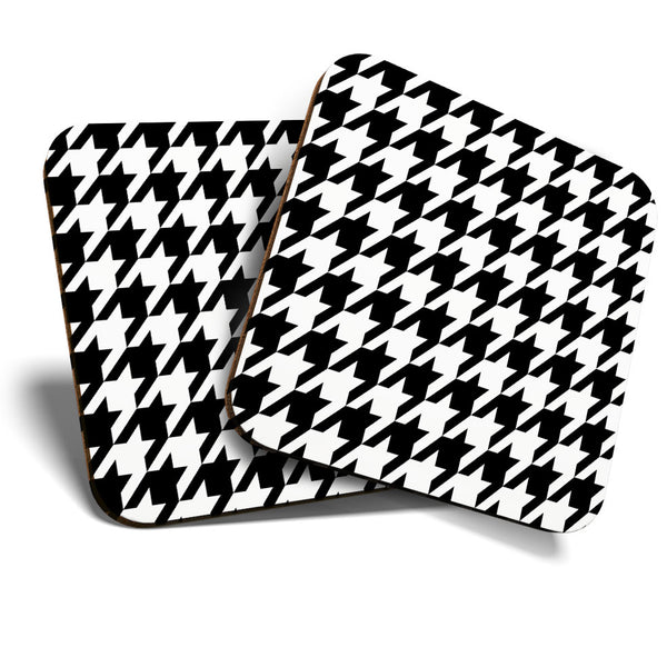 Great Coasters (Set of 2) Square / Glossy Quality Coasters / Tabletop Protection for Any Table Type - Houndstooth Check Pattern  #3363