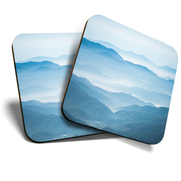 Great Coasters (Set of 2) Square / Glossy Quality Coasters / Tabletop Protection for Any Table Type - Mountains South Korea Korean  #3372