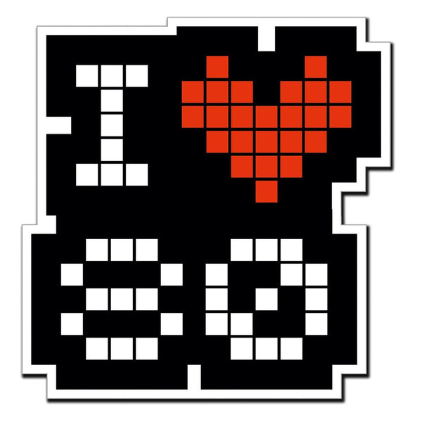 2 x I love 80 80's Heart Retro Vinyl Sticker #4015