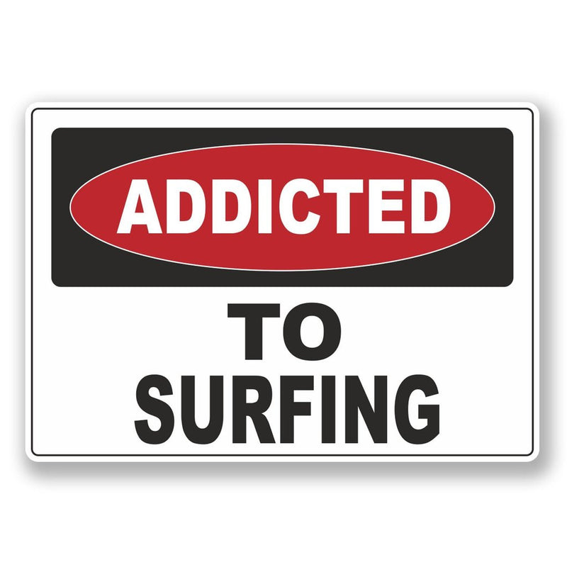 2 x Addicted to Surfing Vinyl Sticker