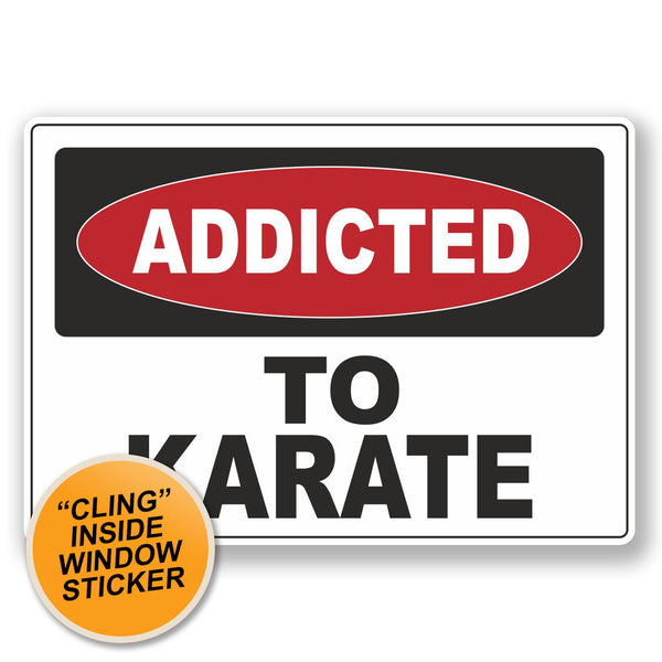 2 x Addicted to Karate WINDOW CLING STICKER Car Van Campervan Glass #6547 