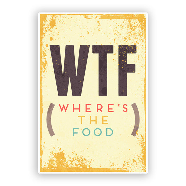 2 x (WTF) Where's The Food Funny Vinyl Stickers Travel Luggage #7528