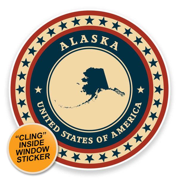 2 x Alaska USA WINDOW CLING STICKER Car Van Campervan Glass #9345 