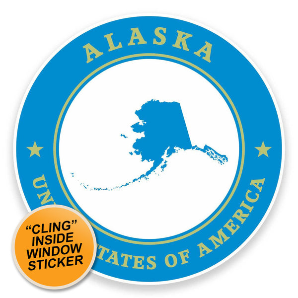 2 x Alaska USA WINDOW CLING STICKER Car Van Campervan Glass #9346 
