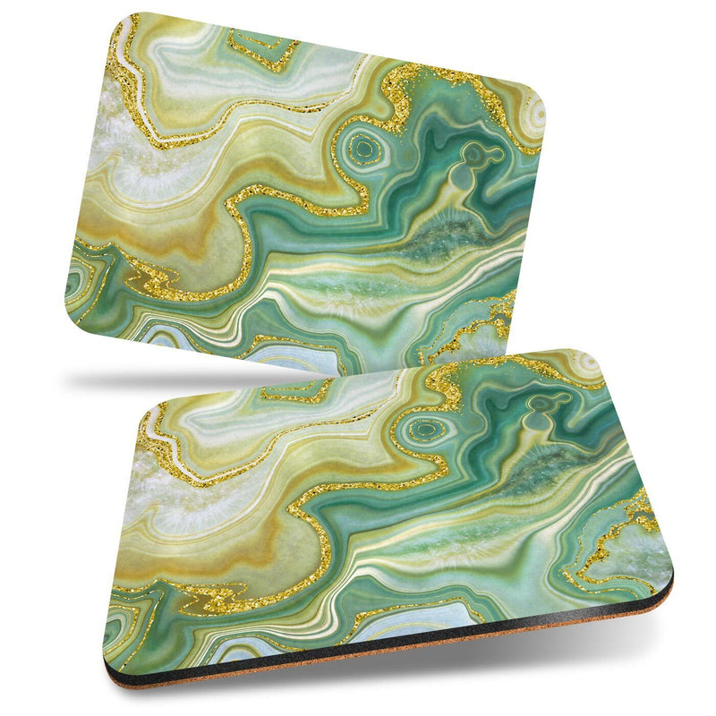 Cork Placemat - Green Jade Agate Marble Effect Placemats