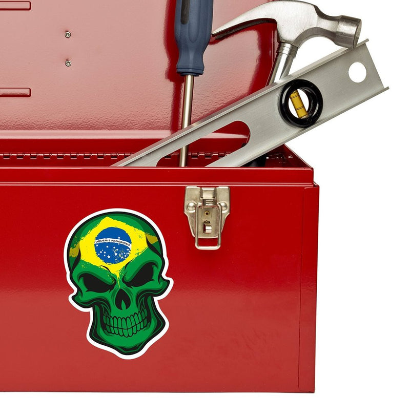 2 x Brazil Flag Skull Cool Funny Vinyl Sticker