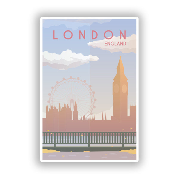 2 x London England Skyline Vinyl Stickers Travel Luggage #10009