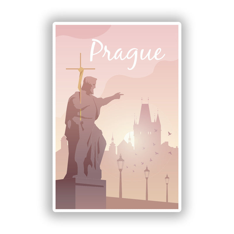 2 x Prague Skyline Vinyl Stickers Travel Luggage