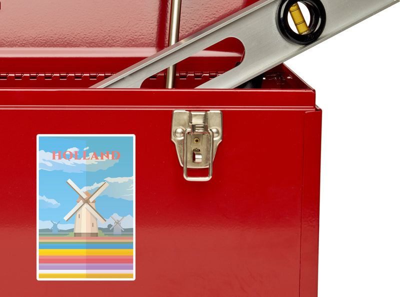 2 x Holland Windmill Skyline Vinyl Stickers Travel Luggage