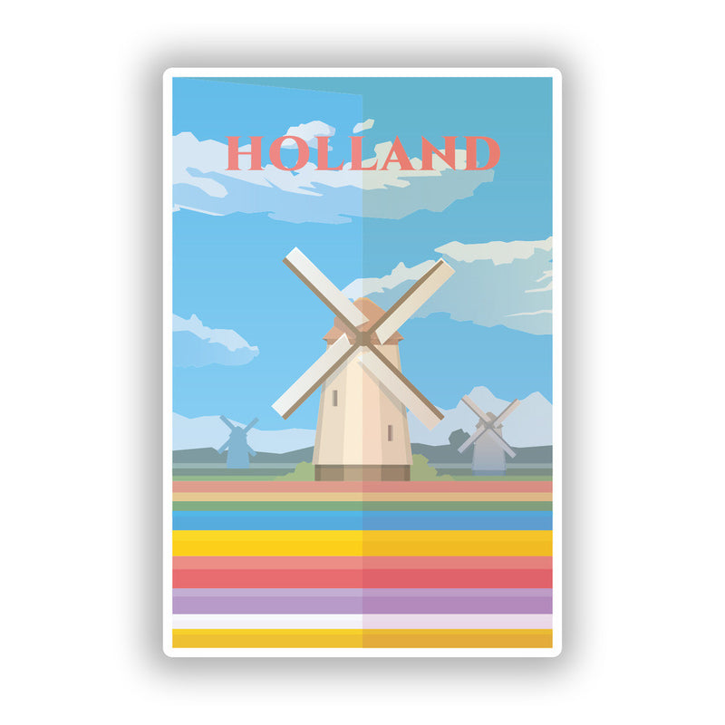 2 x Holland Windmill Skyline Vinyl Stickers Travel Luggage