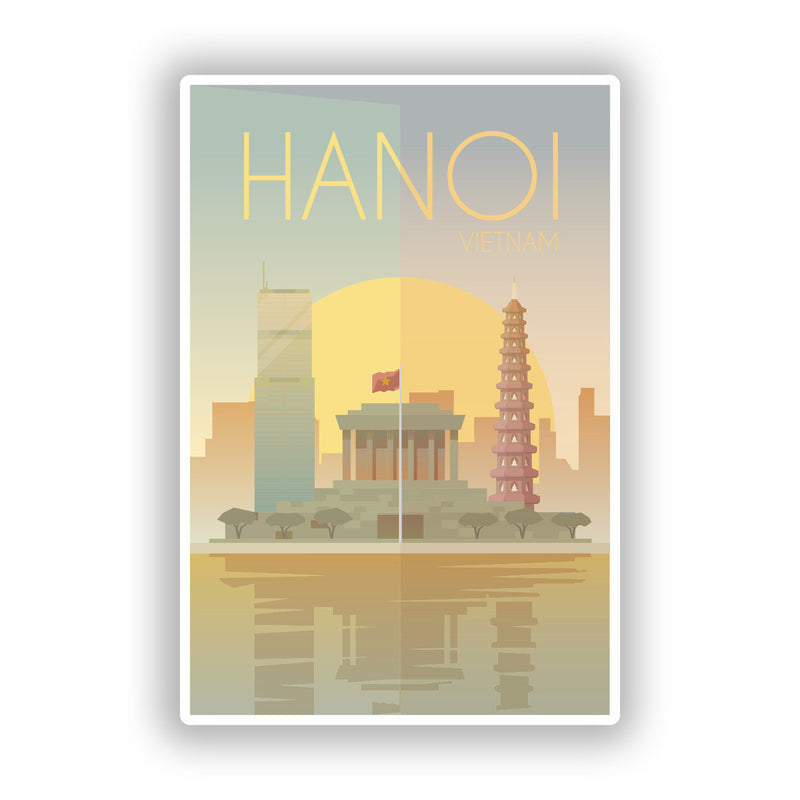 2 x Hanoi Vietnam Skyline Vinyl Stickers Travel Luggage
