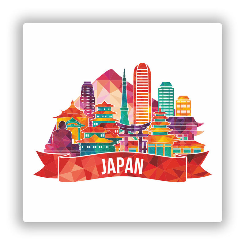 2 x Japan Skyline Vinyl Stickers Travel Luggage