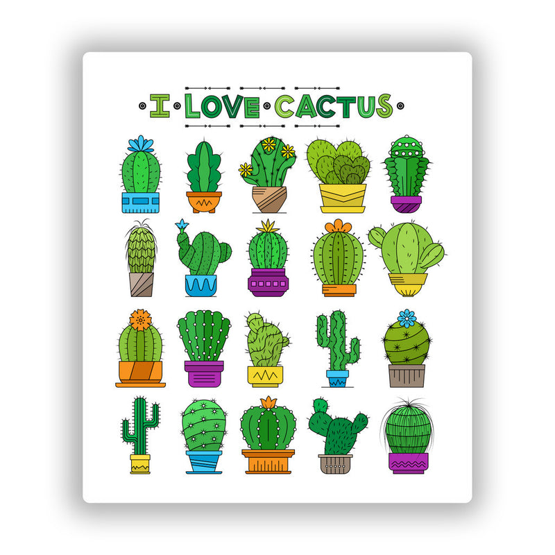 2 x I Love Cactus Vinyl Stickers Travel Luggage
