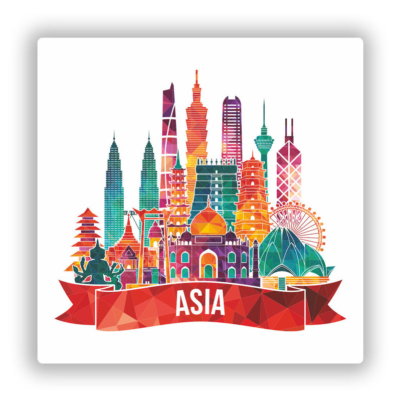 2 x Asia Skyline Vinyl Stickers Travel Luggage