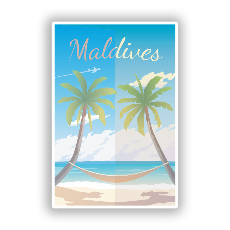 2 x Maldives Beach Vinyl Stickers Travel Luggage