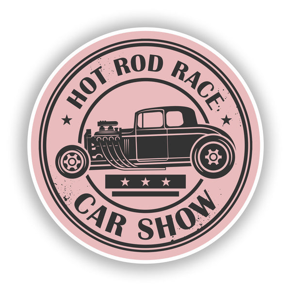2 x Hot Rod Race Car Show Vinyl Stickers Travel Luggage #10045