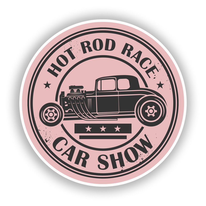 2 x Hot Rod Race Car Show Vinyl Stickers Travel Luggage