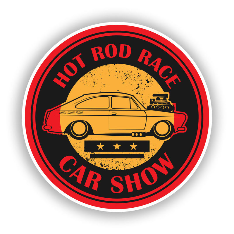 2 x Hot Rod Race Car Show Vinyl Stickers Travel Luggage