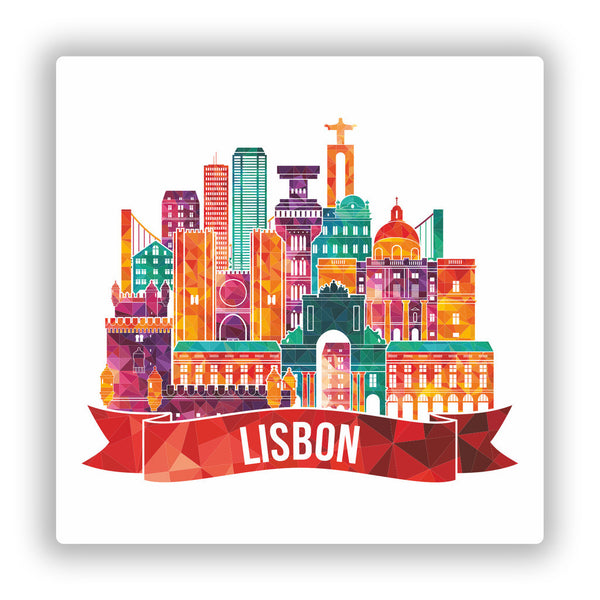 2 x Lisbon Skyline Vinyl Stickers Travel Luggage #10057