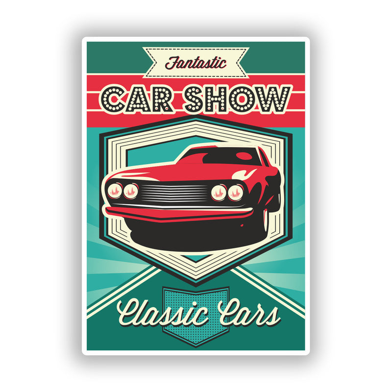2 x Classic Cars Car Show Vinyl Stickers Travel Luggage