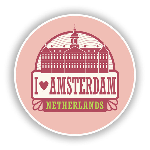 2 x I Love Amsterdam Netherlands Vinyl Stickers Travel Luggage #10061