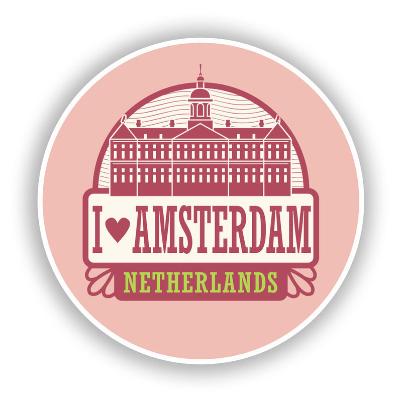 2 x I Love Amsterdam Netherlands Vinyl Stickers Travel Luggage