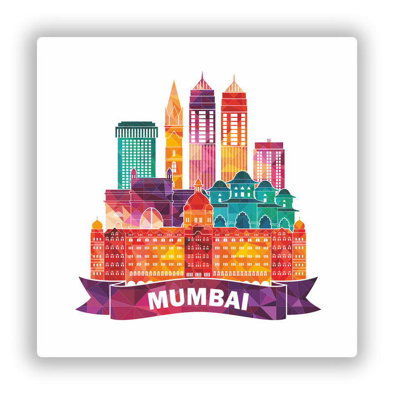 2 x Mumbai Skyline Vinyl Stickers Travel Luggage