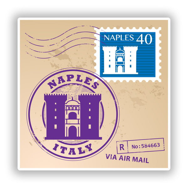 2 x Naples Italy Mixed Stamps Vinyl Stickers Travel Luggage #10069