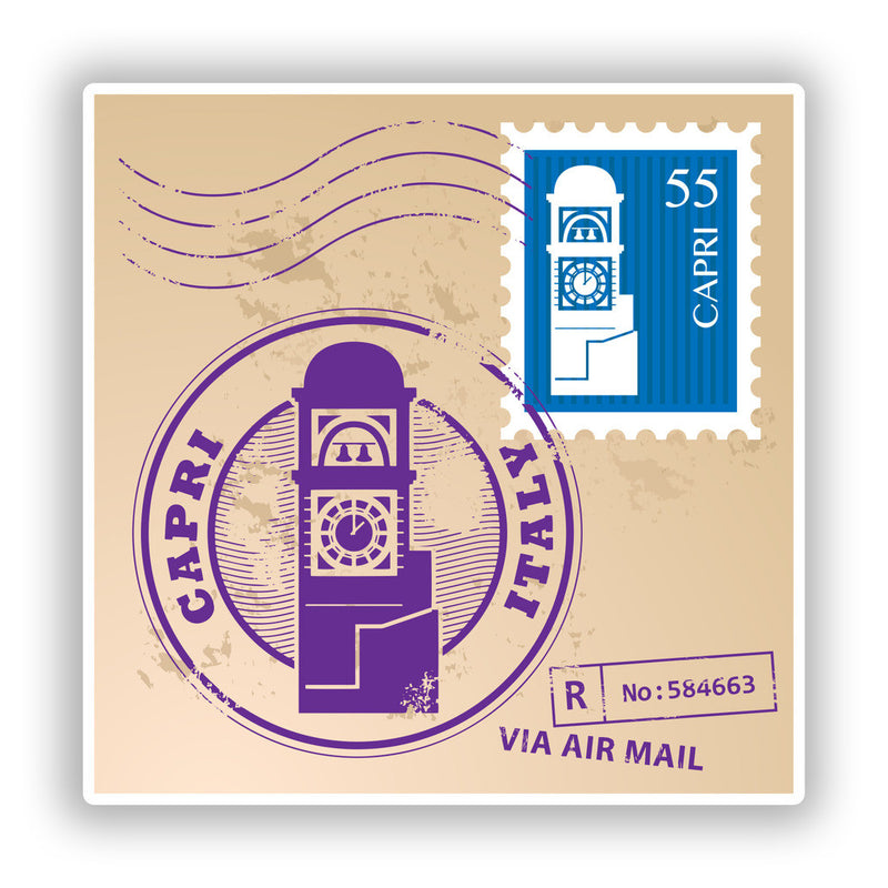 2 x Capri Italy Mixed Stamps Vinyl Stickers Travel Luggage