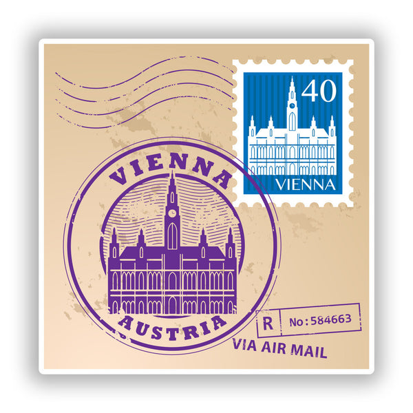 2 x Vienna Austria Mixed Stamps Vinyl Stickers Travel Luggage #10080