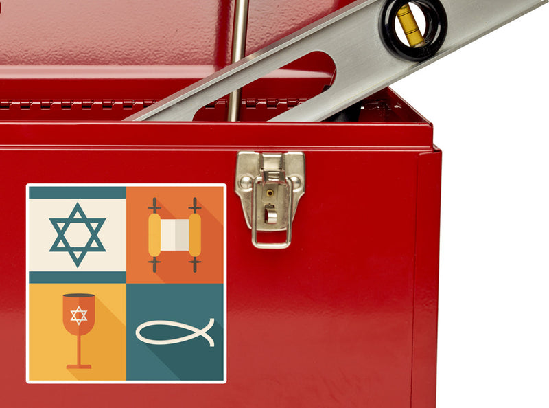2 x Jewish Religious symbols Vinyl Stickers Travel Luggage