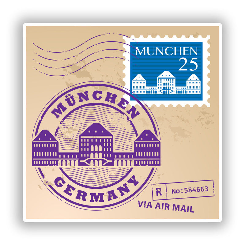 2 x Munchen Germany Mixed Stamps Vinyl Stickers Travel Luggage