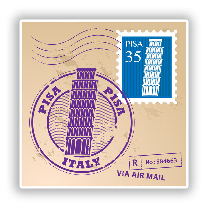 2 x Pisa Italy Mixed Stamps Vinyl Stickers Travel Luggage