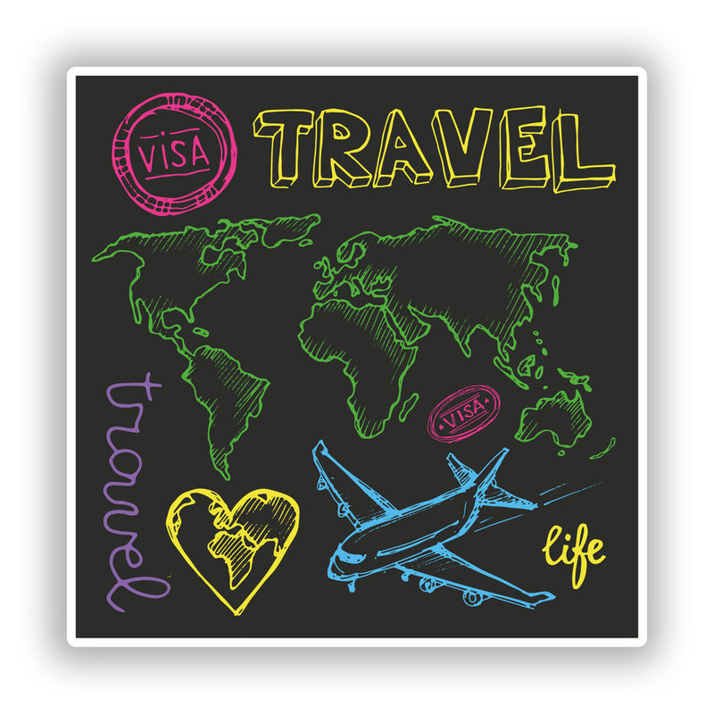 2 x Travel Vinyl Stickers Travel Luggage
