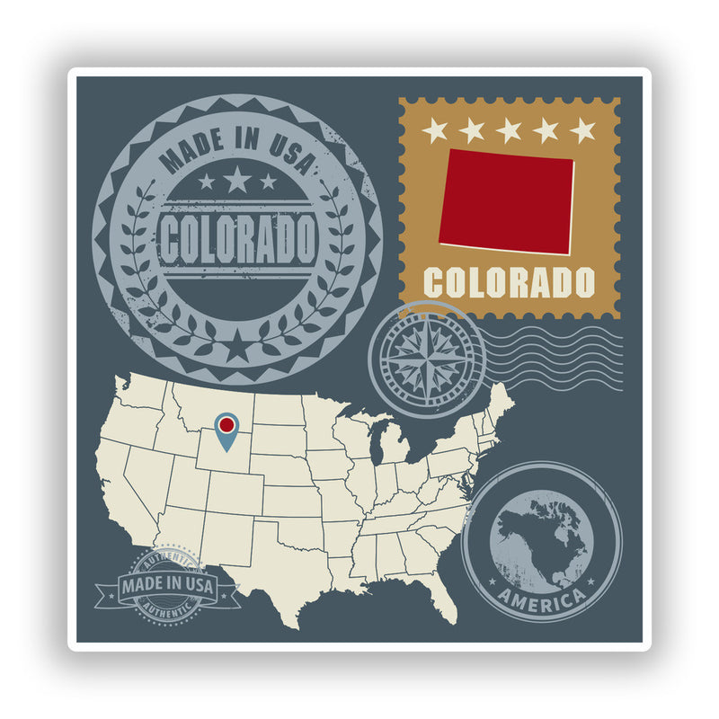 2 x Colorado USA Vinyl Stickers Travel Luggage