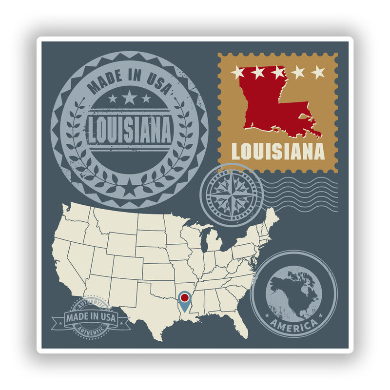 2 x Louisiana USA Vinyl Stickers Travel Luggage
