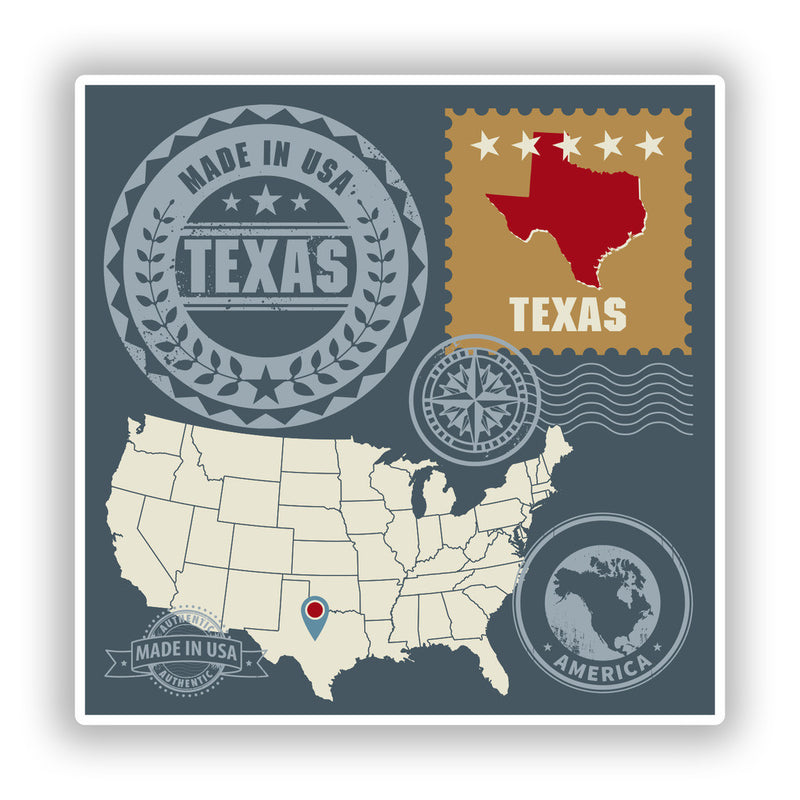 2 x Texas USA Vinyl Stickers Travel Luggage