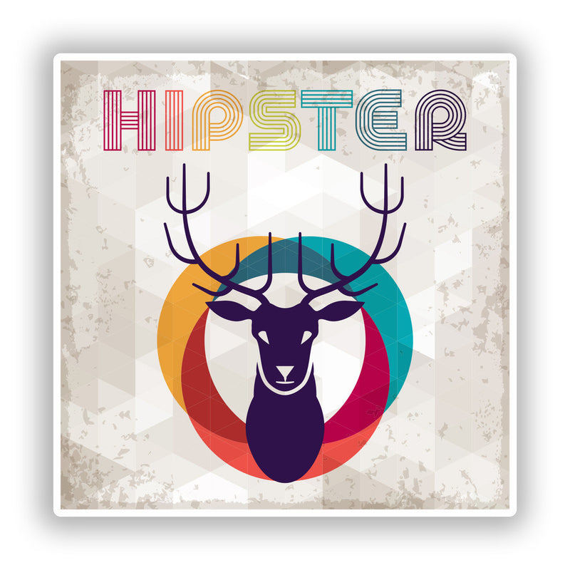 2 x Hipster Deer Vinyl Stickers Travel Luggage