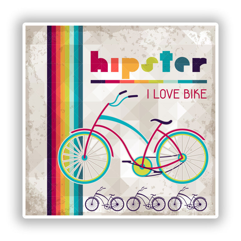 2 x Hipster I Love Bikes Vinyl Stickers Travel Luggage