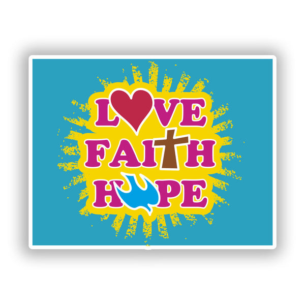 2 x Love Faith Hope Vinyl Stickers Travel Luggage #10187