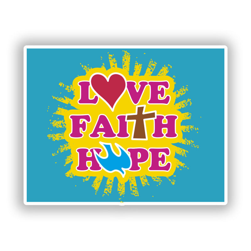 2 x Love Faith Hope Vinyl Stickers Travel Luggage