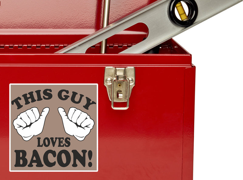 2 x This Guy Loves Bacon Vinyl Stickers Travel Luggage