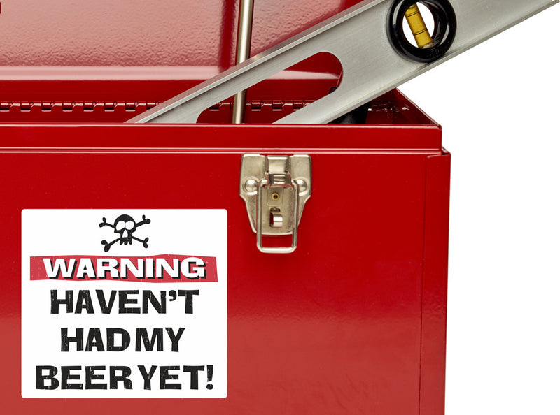 2 x Warning Havent Had My Beer Yet Vinyl Stickers Travel Luggage