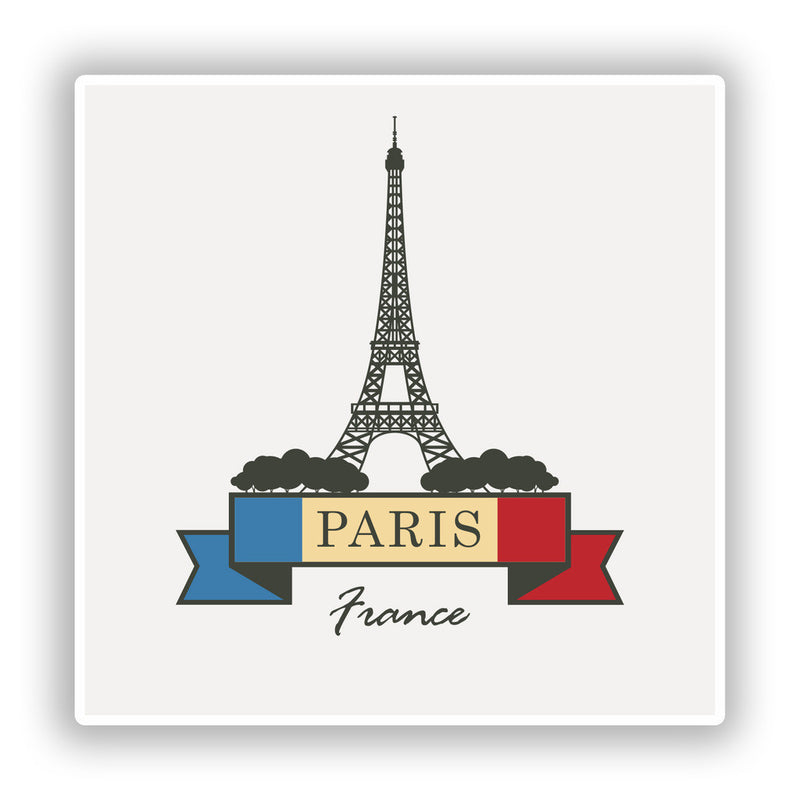 2 x Paris France Vinyl Stickers Travel Luggage