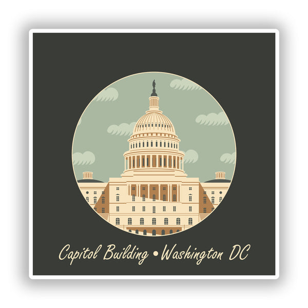 2 x Capital Building Washington DC Vinyl Stickers Travel Luggage #10233